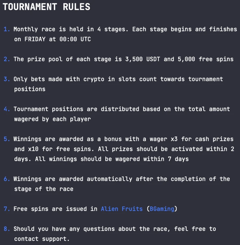 LTC Casino Slot Race Tournament Rules